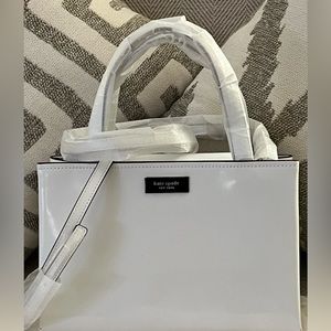 Sam Icon Small Tote (White) - TRENDY SILVER detailing!Approximately 10x7 inches